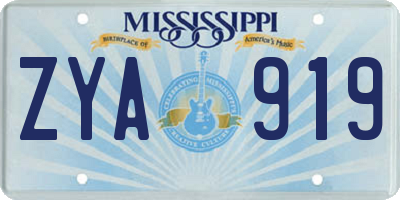 MS license plate ZYA919