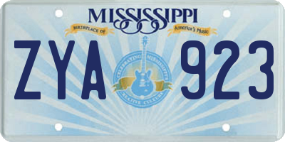 MS license plate ZYA923
