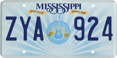 MS license plate ZYA924