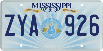 MS license plate ZYA926