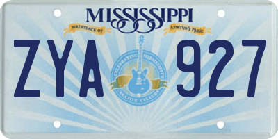 MS license plate ZYA927