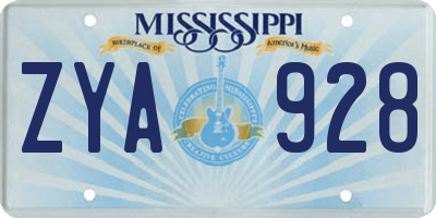 MS license plate ZYA928