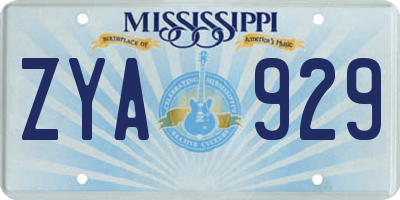 MS license plate ZYA929