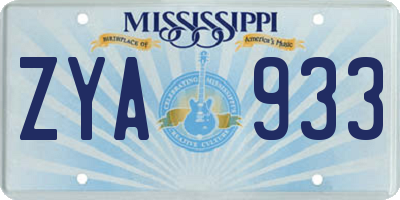 MS license plate ZYA933