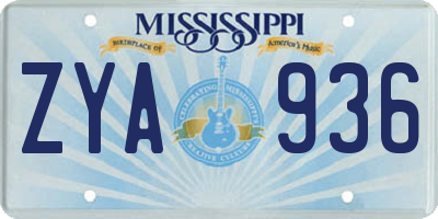 MS license plate ZYA936