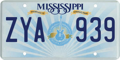 MS license plate ZYA939