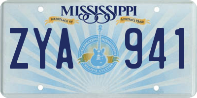 MS license plate ZYA941
