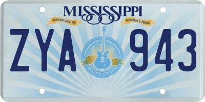 MS license plate ZYA943