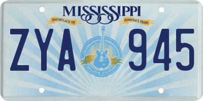MS license plate ZYA945