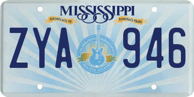 MS license plate ZYA946