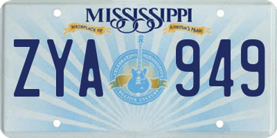 MS license plate ZYA949