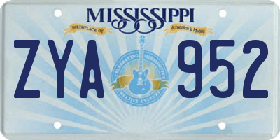 MS license plate ZYA952
