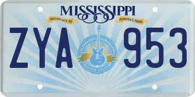 MS license plate ZYA953