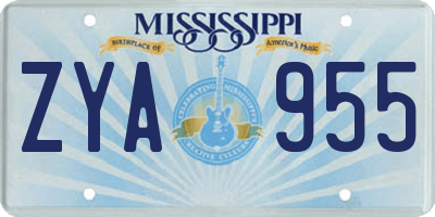 MS license plate ZYA955