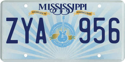 MS license plate ZYA956