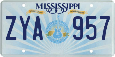 MS license plate ZYA957