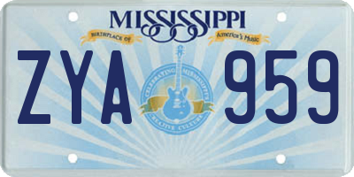 MS license plate ZYA959