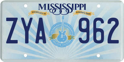 MS license plate ZYA962