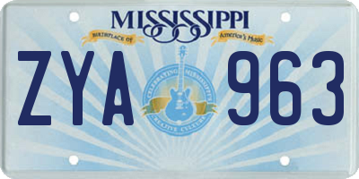 MS license plate ZYA963