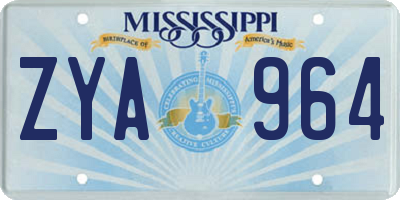 MS license plate ZYA964