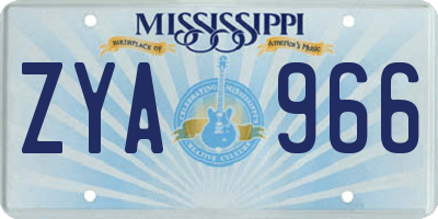 MS license plate ZYA966