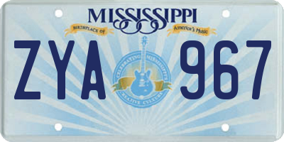 MS license plate ZYA967