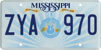 MS license plate ZYA970