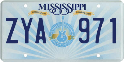 MS license plate ZYA971