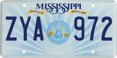MS license plate ZYA972
