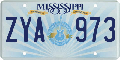 MS license plate ZYA973