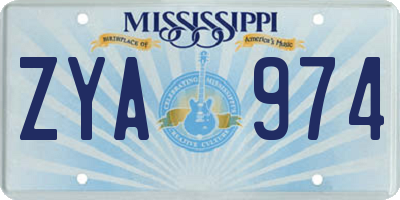 MS license plate ZYA974