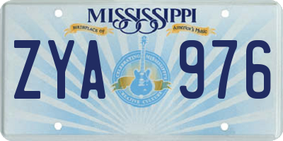 MS license plate ZYA976