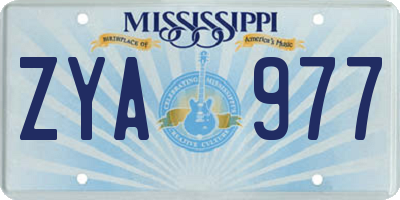 MS license plate ZYA977
