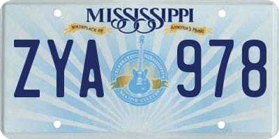 MS license plate ZYA978