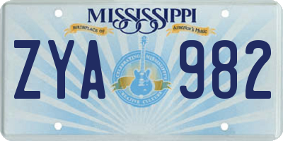 MS license plate ZYA982