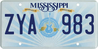 MS license plate ZYA983