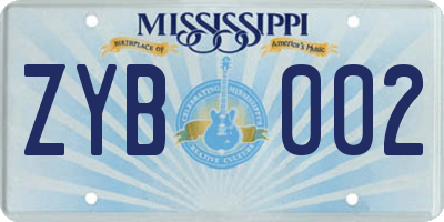 MS license plate ZYB002
