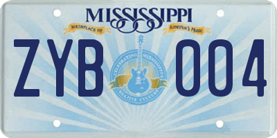 MS license plate ZYB004