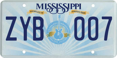MS license plate ZYB007