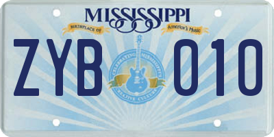 MS license plate ZYB010