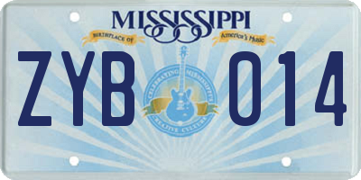 MS license plate ZYB014