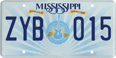 MS license plate ZYB015