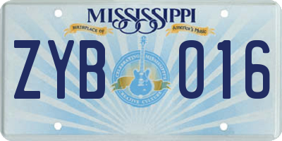 MS license plate ZYB016