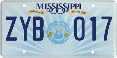 MS license plate ZYB017