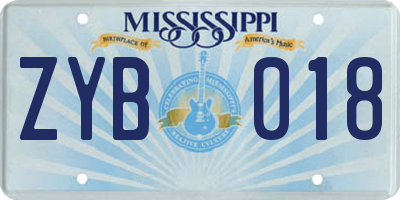 MS license plate ZYB018