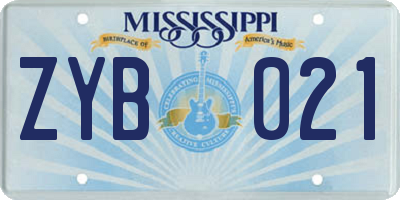 MS license plate ZYB021