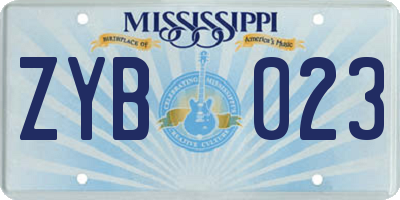 MS license plate ZYB023