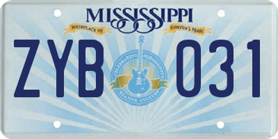 MS license plate ZYB031