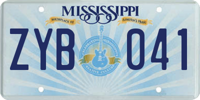 MS license plate ZYB041