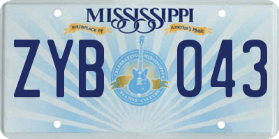 MS license plate ZYB043